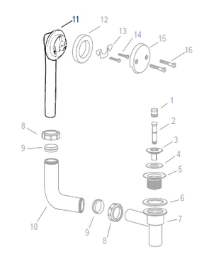 10082 Overflow Elbow for 515 Direct Drain; Polypropylene