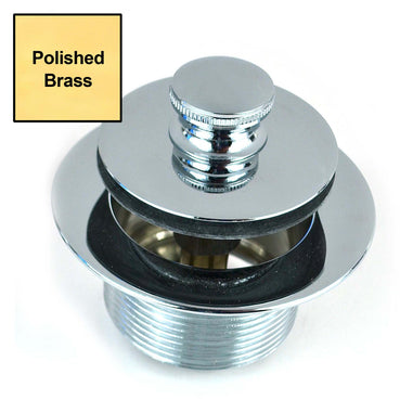 38309-PB PUSH PULL® Tub Closure, 1.625-14 x 1.25 body Polished Brass