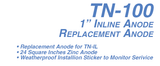 TN-100 In Line Replacement Zinc-1 in.